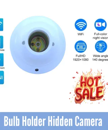 ** New style CCTV bulb holder camera for discreet home security, showing a camera integrated into a standard bulb fixture.
