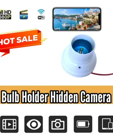HD 1080 Bulb Holder WiFi CCTV Camera with Stand, Wireless Mini Home Security Camera V38 App, DVR Sensor, 2025 Model, Pakistan