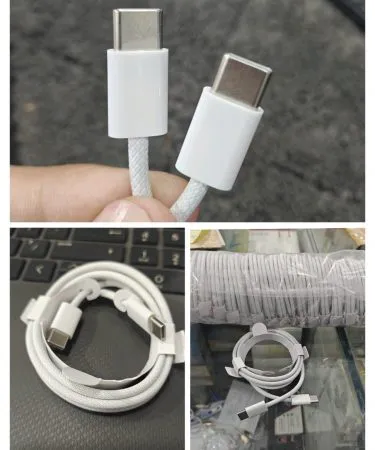 iPhone 16 super fast charging cable, black color, USB-C to Lightning (or USB-C to USB-C if iPhone 16 is fully USB-C), flexible and durable design, compatible with iPhone 16 for rapid power delivery and data transfer, available on Khareedo and Kharedo Pakistan with Check on Delivery.