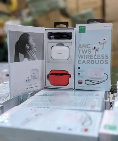 Joyroom Air Buds Pro 2 wireless earbuds, black, with charging case and powerful buzzer magnet feature for amazing sound, available at Khareedo|Kharedo Pakistan.