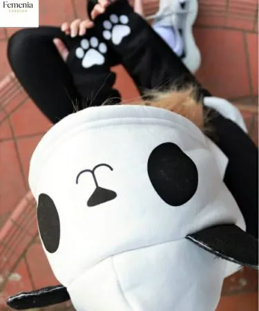 Adorable Panda Ear Hoodie for women and girls from Khareedo/Kharedo Pakistan, featuring soft fabric and cute panda ears, perfect for cozy winter fashion and casual wear.