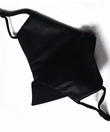 Large Size Reusable Black Face Mask for Adults with Adjustable Ear Loops and Durable Grid Pattern Fabric for Daily Protection