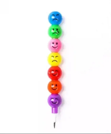 7 Colors Lovely Smiley Cartoon Pencil Rainbow Pen with Funny Faces - Ideal Children Gift Stationery A056
