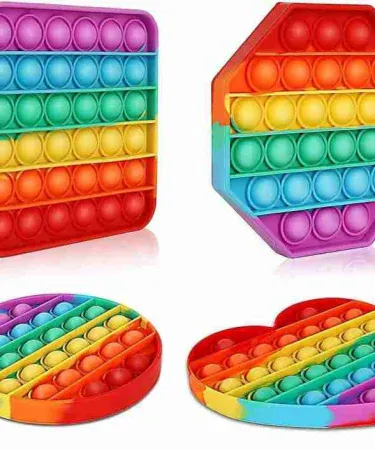 High-quality rainbow Pop It Fidget Sensory Toy for stress relief and anxiety reduction, Push Pop Bubble Popits for kids and adults (Pack 1)