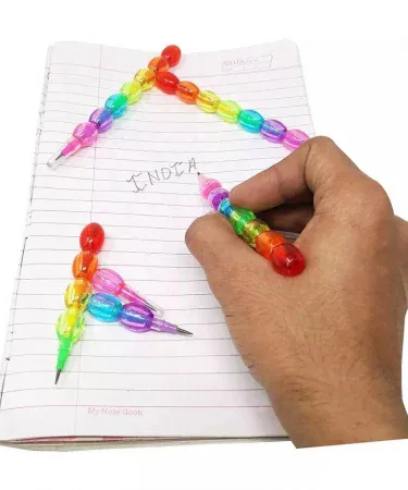 Brick Non-Sharpening Stack Rainbow Colour Pencil for Kids with 7 Pearl Moti nibs, vibrant colors, and stackable design.