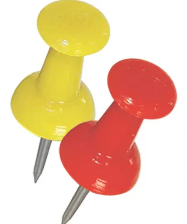 Vibrant multicolour push pins and thumb tacks in a clear pack, ideal for office, school, or home notice boards and cork boards.