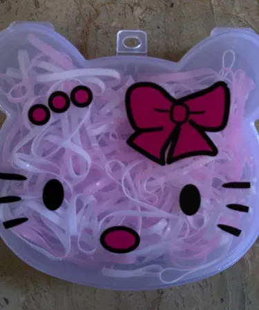 Colorful character box mini hair bands for girls, small elastic hair ties for kids, flexible rubber bands.