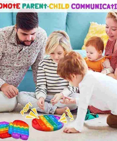 High-quality rainbow Pop It Fidget Sensory Toy for stress relief and anxiety reduction, Push Pop Bubble Popits for kids and adults (Pack 1)