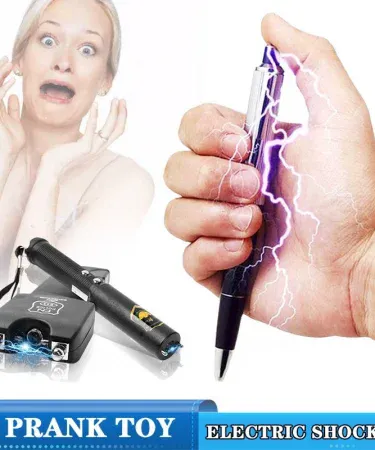 Sleek silver and black Shocking Prank Pen for fun pranks and smooth writing, ideal for gag gifts.