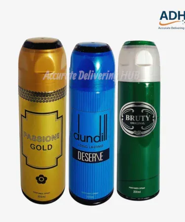 Bruty Long Lasting Body Spray for Men PASSIONATE Gold and Dundill Blue 200ml twin pack with Check on Delivery service in Pakistan, Khareedo.