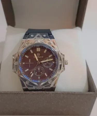 High Quality Premium Men's Wrist Watch with Black Band and Brown Dial - Elegant Design for Formal Wear