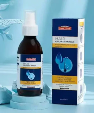 Saeed Ghani Hair Growth Water dark brown spray bottle with white cap and product packaging box, for hair loss and dandruff control