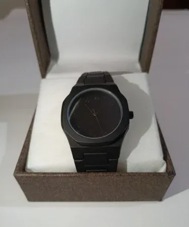 Premium AURA Men's Wrist Watch with Black Dial and Black Band - Elegant and High Quality Timepiece