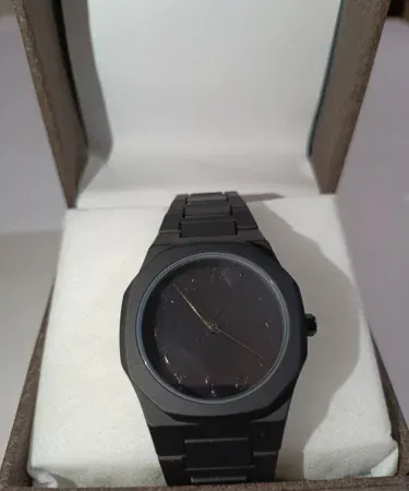 Premium AURA Men's Wrist Watch with Black Dial and Black Band - Elegant and High Quality Timepiece