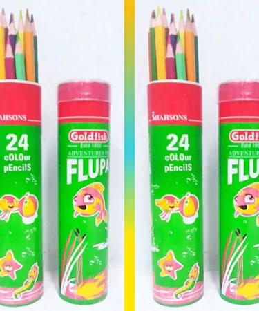 Goldfish 24 Colors Pencils Tin Full Size Gift Box featuring 24 vibrant colored pencils for art and craft