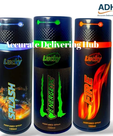 Al Arabia Perfumed English Body Spray Gift Set Pack of 3 for Men and Women, featuring Splash, Energ, and Fire scents in 150ml bottles. Long-lasting, high-executive quality, ideal for wedding gifts. Product packaging displayed.