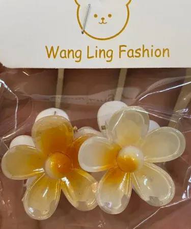 Pair of elegant flower shaped small hair claws for women and girls, cute floral mini hair clips