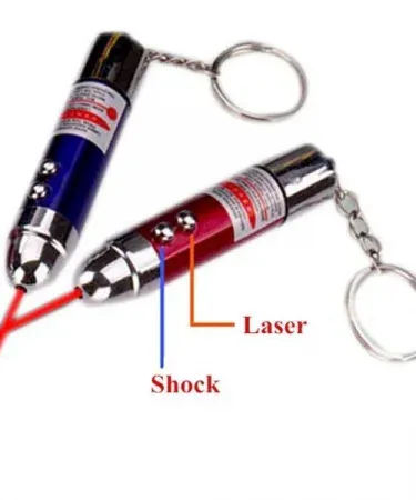 Red and Blue Shock Laser Pointer Keychain with Laser Beam and Prank Function