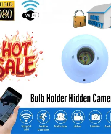 ** New style CCTV bulb holder camera for discreet home security, showing a camera integrated into a standard bulb fixture.