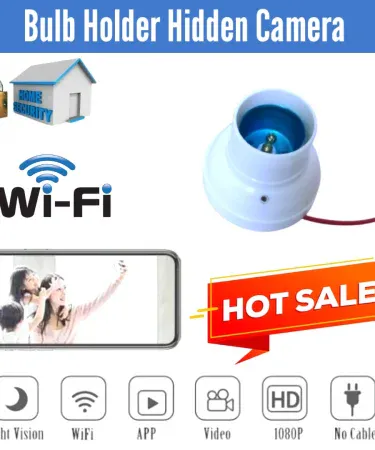 8MP HD Bulb Holder WiFi CCTV Camera with Night Vision and 2-Way Audio for Outdoor Home Security