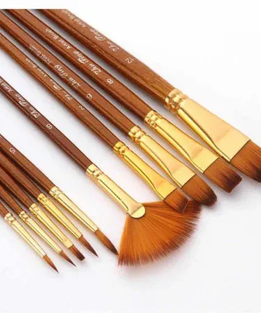 Professional Artist Paint Brush Set 10 Pcs for Acrylic Oil Watercolor Painting Flat Round Filbert Fan Angular Brushes