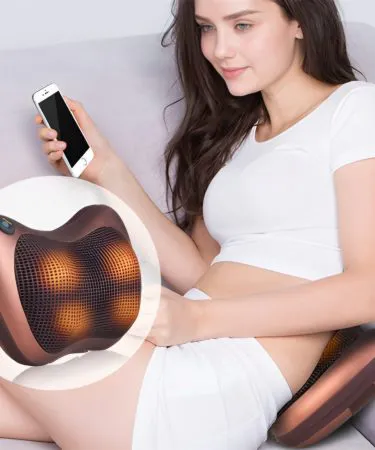 Electric Shiatsu Back Massage Pillow with Heating Function for Neck, Back, Shoulder Muscle Relief, Car & Home Use, Random Color by Khareedo
