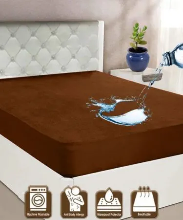 Aone Bedding 100% Waterproof Terry Polyester King Mattress Protector (72x78) - Noiseless, Washable, Elastic Fit - White