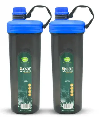 GEAR SPORTS WATER BOTTLE 1LTR with sturdy handle and controlled sipping spout, ideal for gym, hiking, and active lifestyles.