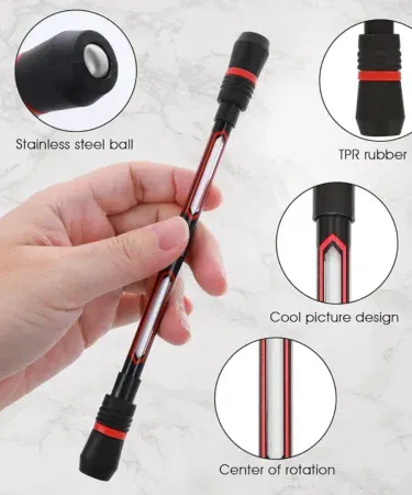 Pen Spinning Mod Stick with balanced design, stainless steel ends, and TPR rubber nibs for advanced pen spinning tricks and stress relief, available at Khareedo Pakistan.