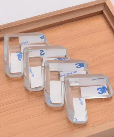 Transparent silicone table corner protectors for baby and kids safety on furniture edges