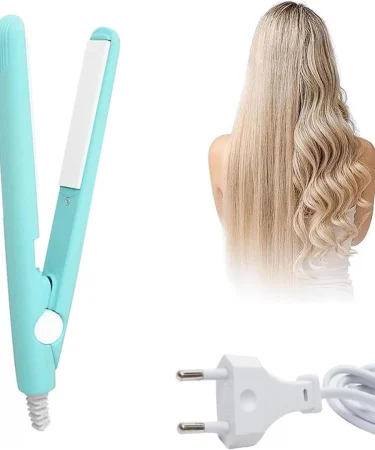 Mini Hair Straightener for Travel & Home with Ceramic Plates, Portable Hair Iron for all Hair Types, Compact Flat Iron for Frizz-Free Hair