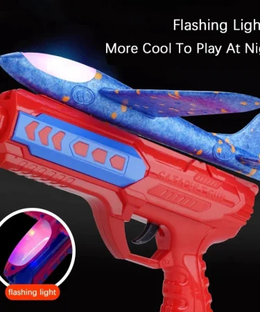 SkyZoom Launcher catapult plane toy for kids with foam airplane, outdoor shooting game fun for children