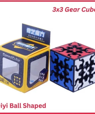 Qiyi Gear Cube 3x3 Stickerless Smooth Cube - Enhances Memory & Brainpower with Unique Gear System - Khareedo Pakistan