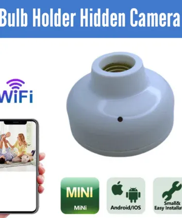 New Technology Wireless WiFi HD 1080p CCTV Camera with stand, displaying motion detection, night vision, and mobile connectivity features for smart home security and baby monitoring.