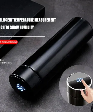 Temperature Display Vacuum Insulated Water Bottle 17oz - Premium Stainless Steel Thermo Flask with LED screen, keeping drinks hot or cold. Khareedo Pakistan.