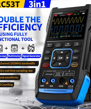 FNIRSI 2C53T Handheld 3-in-1 Oscilloscope Multimeter Signal Generator front view`
