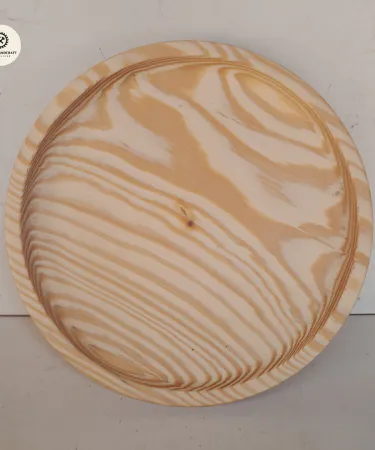 Yellowpan wooden round serving tray with natural wood finish**