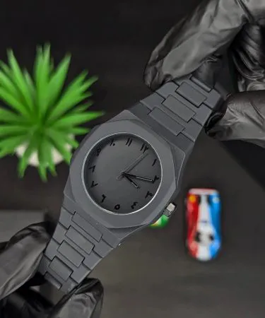 Black Aura Couple Watch set for men and women, elegant matching timepieces, stylish fashion accessories for couples (without box)