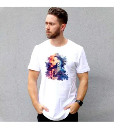 Customised white silky shirt with a printed logo, elegant premium quality personalized shirt for events and branding in Pakistan, available on Khareedo with Check on Delivery.