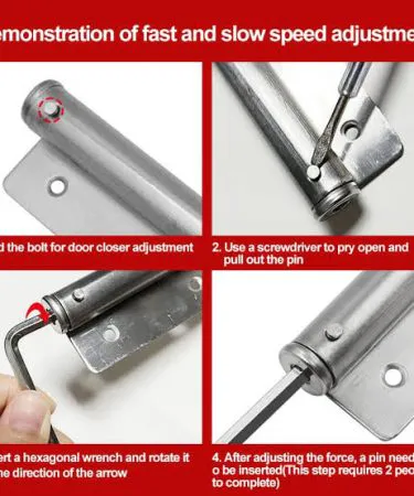 High quality silver aluminum alloy self-closing adjustable door closer with hydraulic spring mechanism, suitable for fire rated and residential doors, available in Pakistan.
