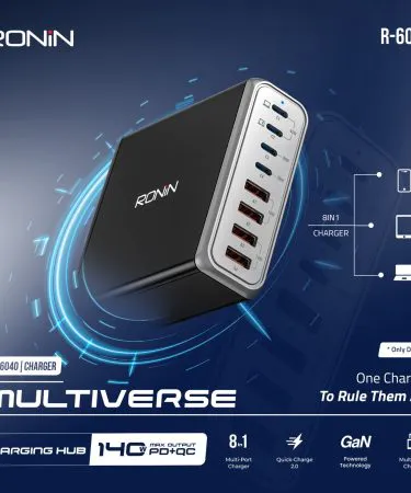 Ronin-6040-Multiverse-Charging-Hub-140W-Black-Front-View**
