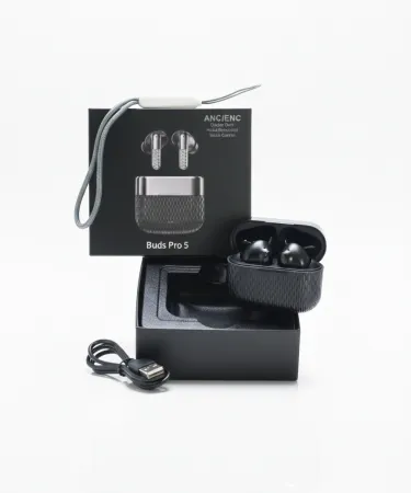 Earbuds Pro 5 wireless earbuds with ANC, ENC, triple mic and touch control in sleek black design , imagecaption=Earbuds Pro 5 – Premium ANC/ENC earbuds with 20 hour battery, available on Khareedo | Kharedo ,