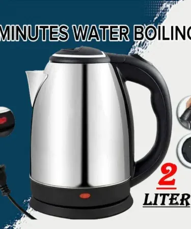 Stainless steel 2 litre 1500 W electric kettle from Khareedo & Kharedo, imagecaption=Electric Kettle 2.0 L – 1500 W – Fast Boil – Available on Khareedo & Kharedo,