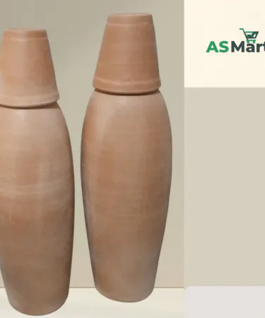 **1 Litre Khareedo Clay Water Bottle with Clay Glass for Drinking Water | Natural Earthenware Bottle | Handcrafted Mitti Pot for Healthy Hydration