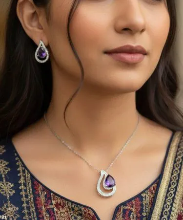 imp-tear-pendant-set-golden-plated-jewelry-for-women**