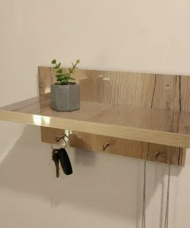 Premium Wooden Key Stand Wall Mounted Key Holder with Mobile Slot for Home by Khareedo - Strong and Durable Key Rack Organizer