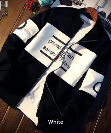 Men-s-Zipper-Fleece-Jacket-Black-Printed-Hooded-Neck**