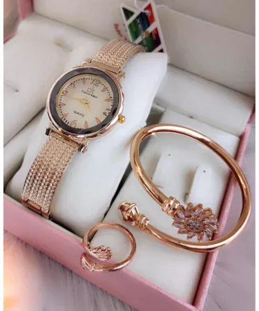 Girls Zarkon Stone Jewelry Watch Set with matching Bracelet and Ring - Elegant fashion accessories for young girls, ideal for gifts and special occasions from Khareedo Kharedo Pakistan.