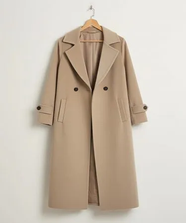 Classic-Old-Money-Chic-Long-Coat-Beige-Warm-Fleece-Elegant-Style-Khareedo-Pakistan**