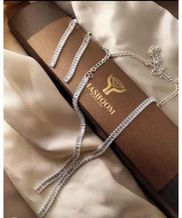 Elegant fancy design zarcon jewelry set with necklace and matching earrings, ideal for Pakistani weddings and parties, available at Khareedo Pakistan